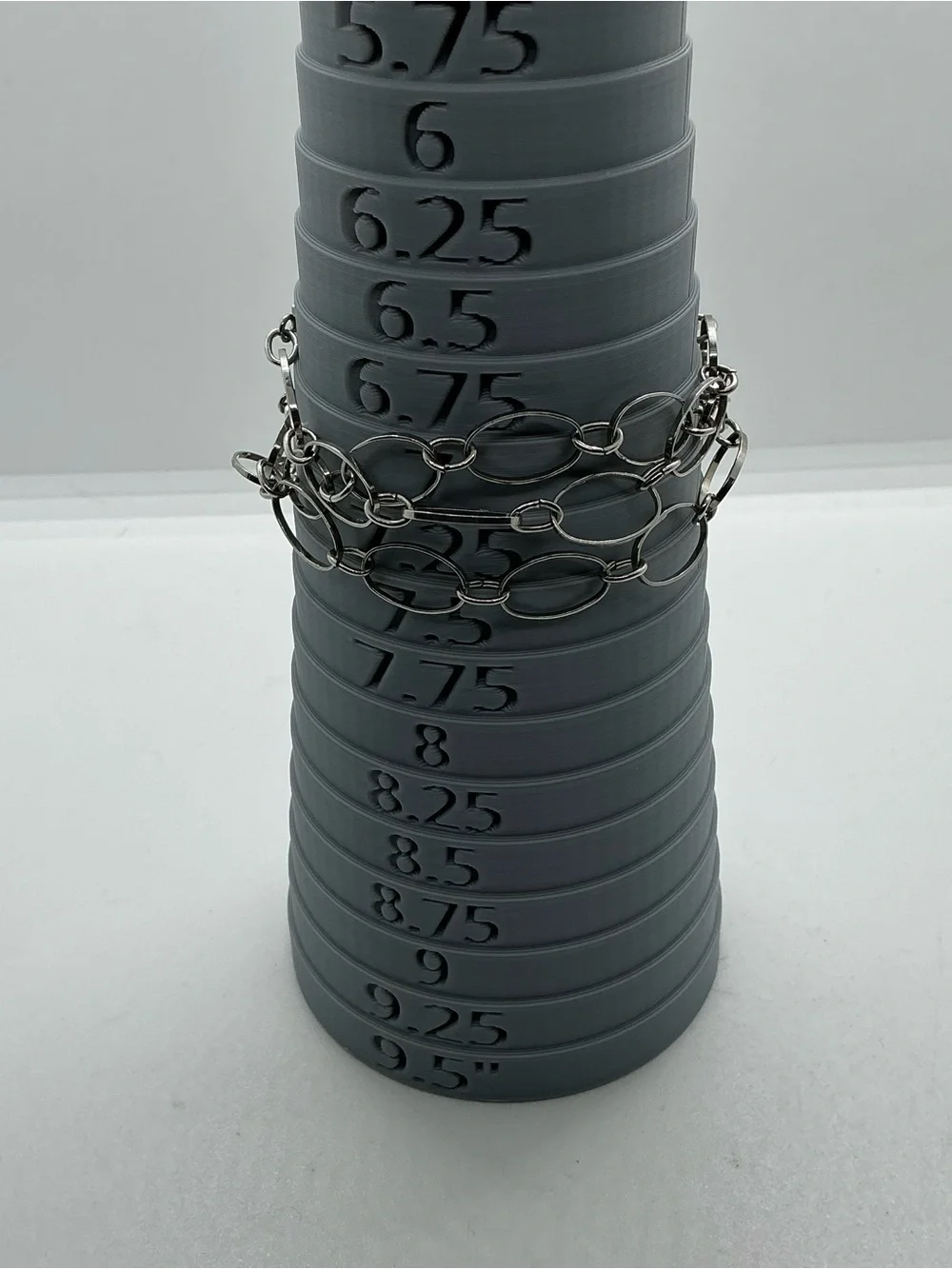 Silver Tone Metal Oval Link Chain 3 Strand Bracelet Lobster Clasp